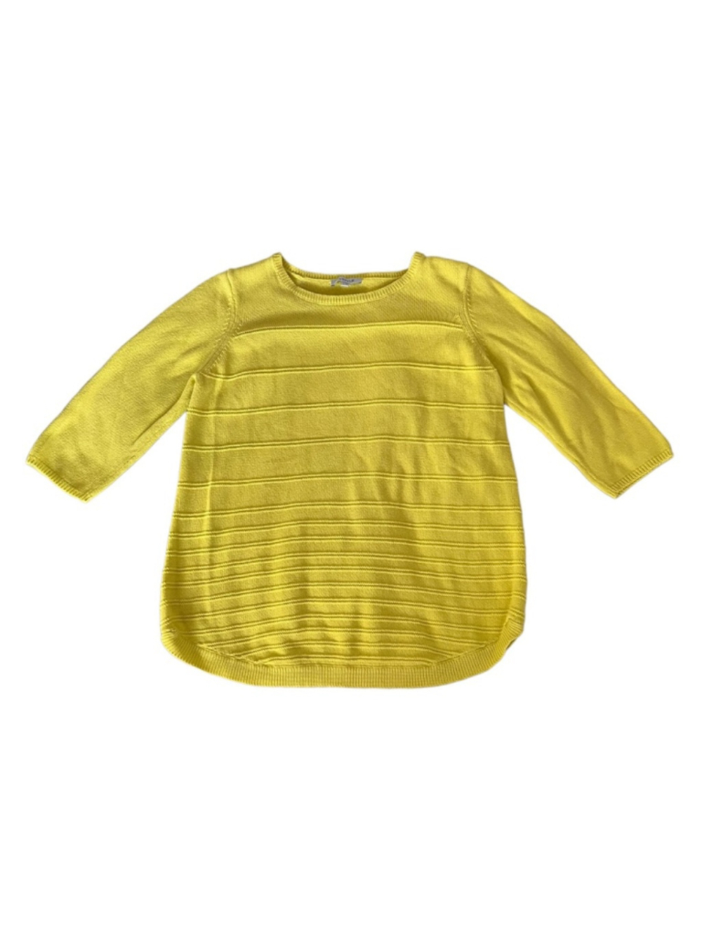MyStyle Canary Yellow 3/4 Length Sleeve 100% Cotton Knit Sweater Top Size L